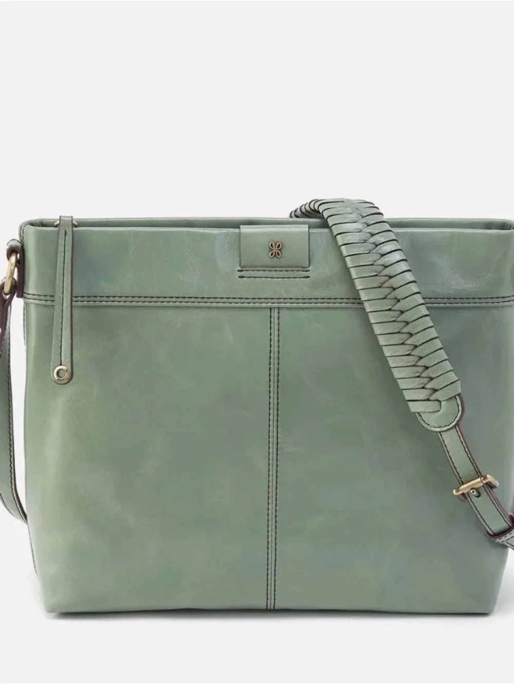 HOBO Romy Sage Green Leather adjustable braided Shoulder strap